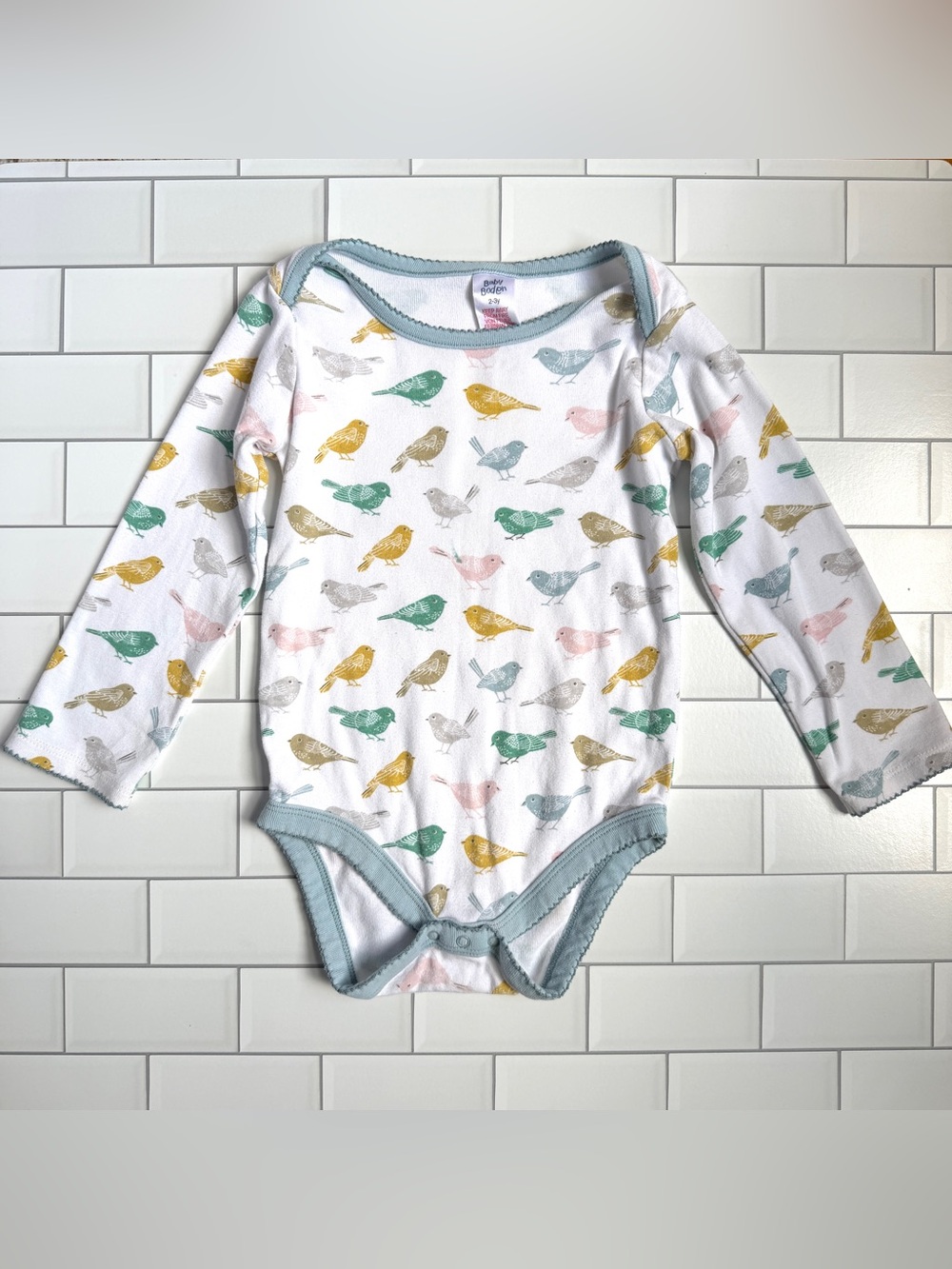 2-3Y🕊️ Baby Boden Long Sleeve Multicolored Bird Bodysuit